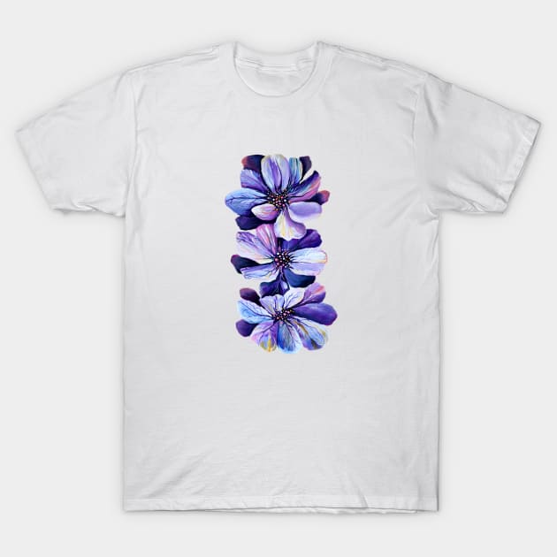 Watercolour Perennial Delphinium Flowers T-Shirt by Nisuris Art